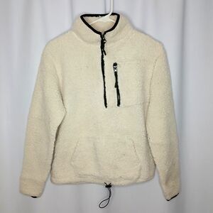 No Boundaries NOBO Sherpa Pullover Top Half Zip Sweater Pockets Plush sz: Med